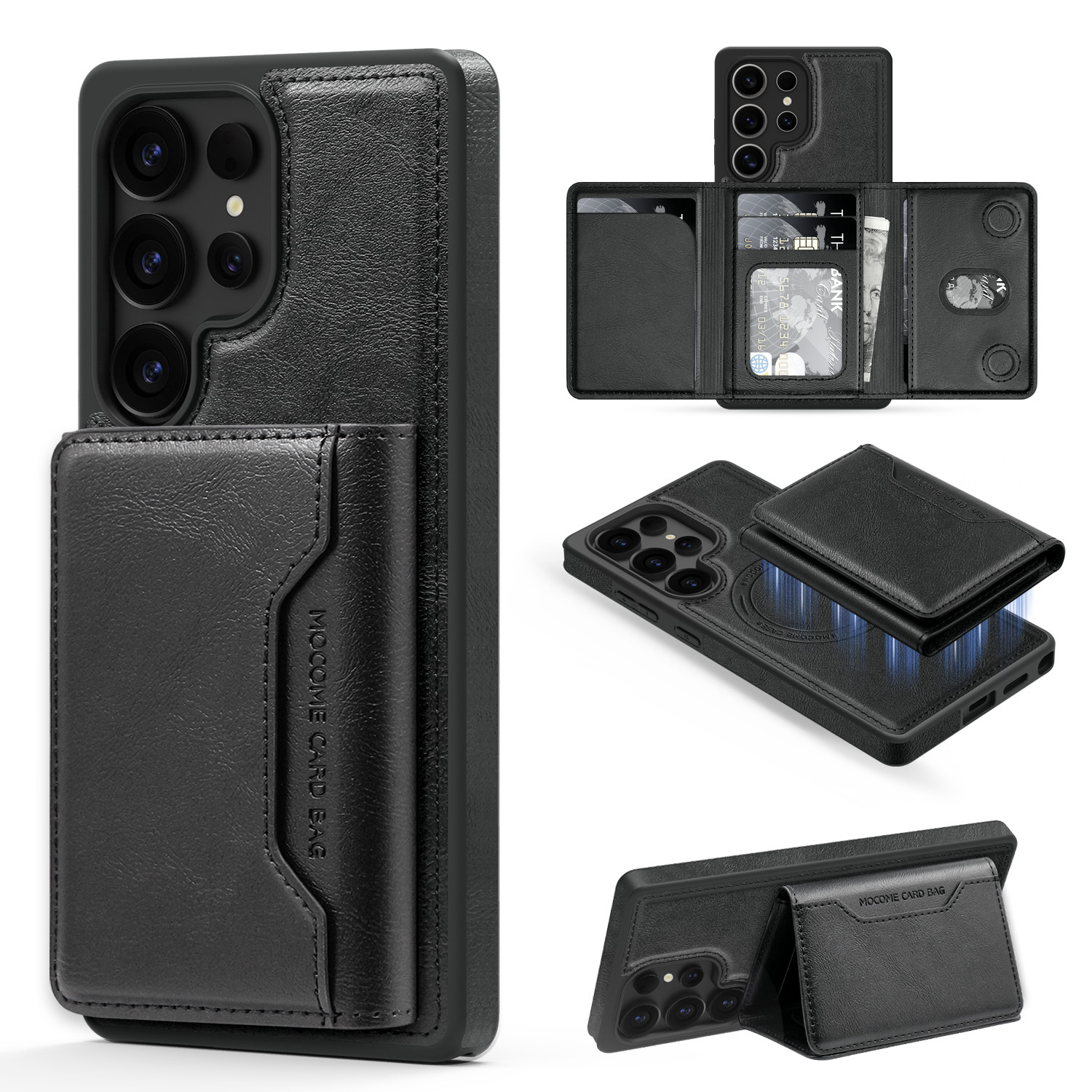 Adecuado para Samsung S25Edge Pindun multifuncional estuche para tarjeta magnética estuche para tarjeta S24FE estuche para teléfono anticaídas