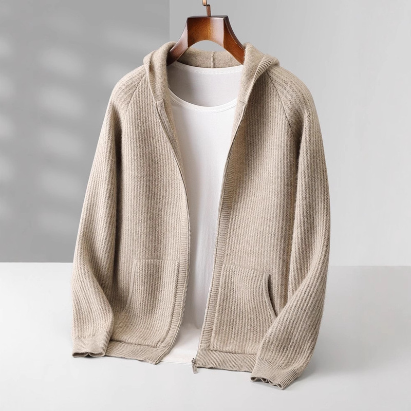 Autumn and Winter Men's Cardigan 100% Pure Wool Sweater Heavy Thickeneded Zipper Sweater Base Hoodie Jacket Wholesale Autumn and Winter Men's Cardigan 100% Pure Wool Sweater Heavy Thickeneded Zipper Sweater Base Hoodie Jacket Wholesale