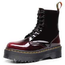 变色红欧美厚底8孔机车靴1460 侧拉链英伦女短靴子松糕底系带工装