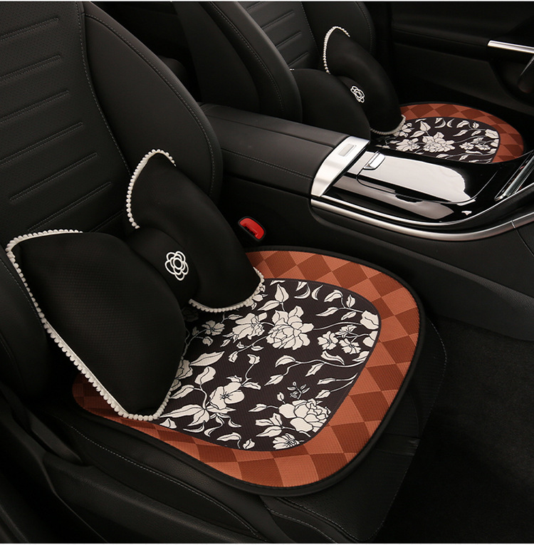 Car seat cushion four seasons universal camellia seat cushion cute seat cover fabric car seat cover non-slip goddess car cushion