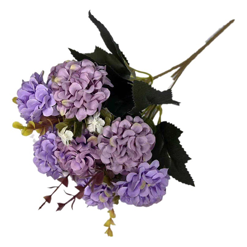 Hortensia artificial 10 cabezas, bola fortuna, decoración hogar, sala, dormitorio, estudio, flor de seda, arreglo floral.