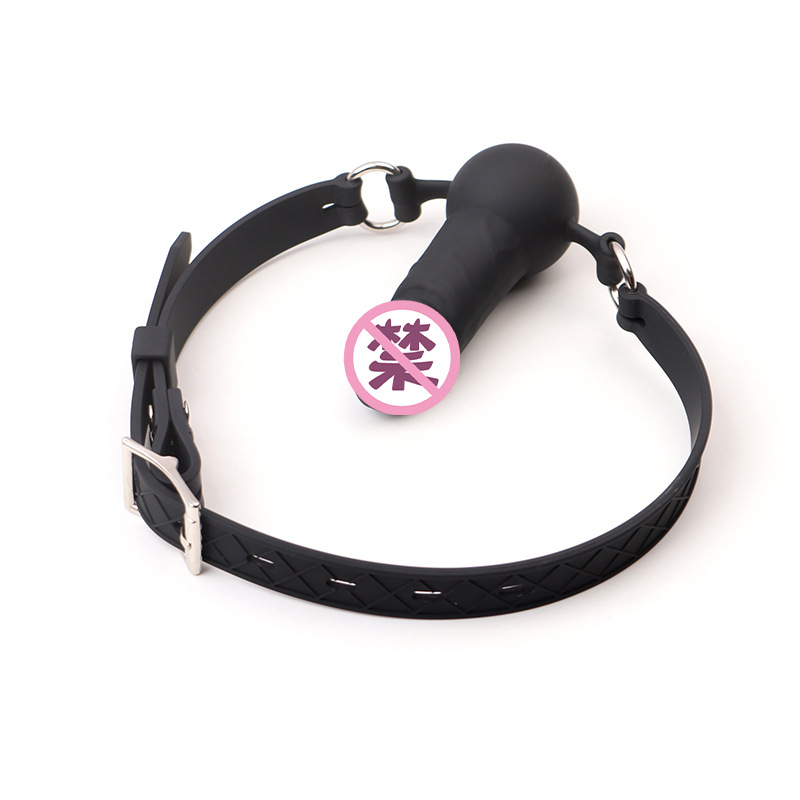 Silicone Ball Gag with Purple Accessory, Adjustable Bondage Mouth Gag for Adults — detail image 9