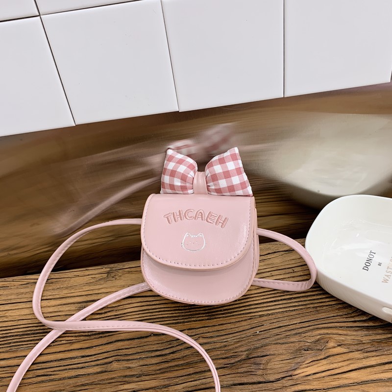 Mochila mini extranjera para niños y niñas, lindos bolsos de arco a cuadros para bebés, bolsos de moda para niños de color sólido