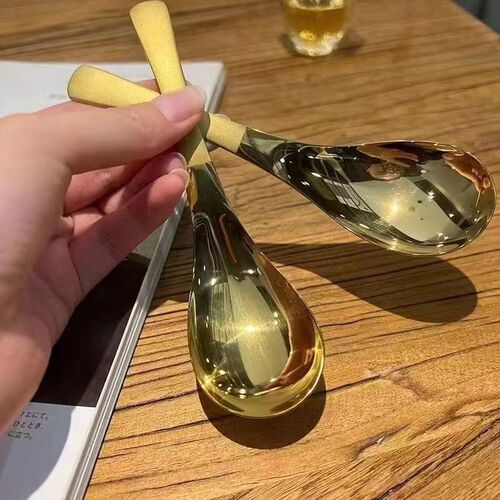 Ins style Internet celebrity stainless steel spoon round bottom spoon household tableware deepened Chinese style eating spoon spoon palace extension spoon