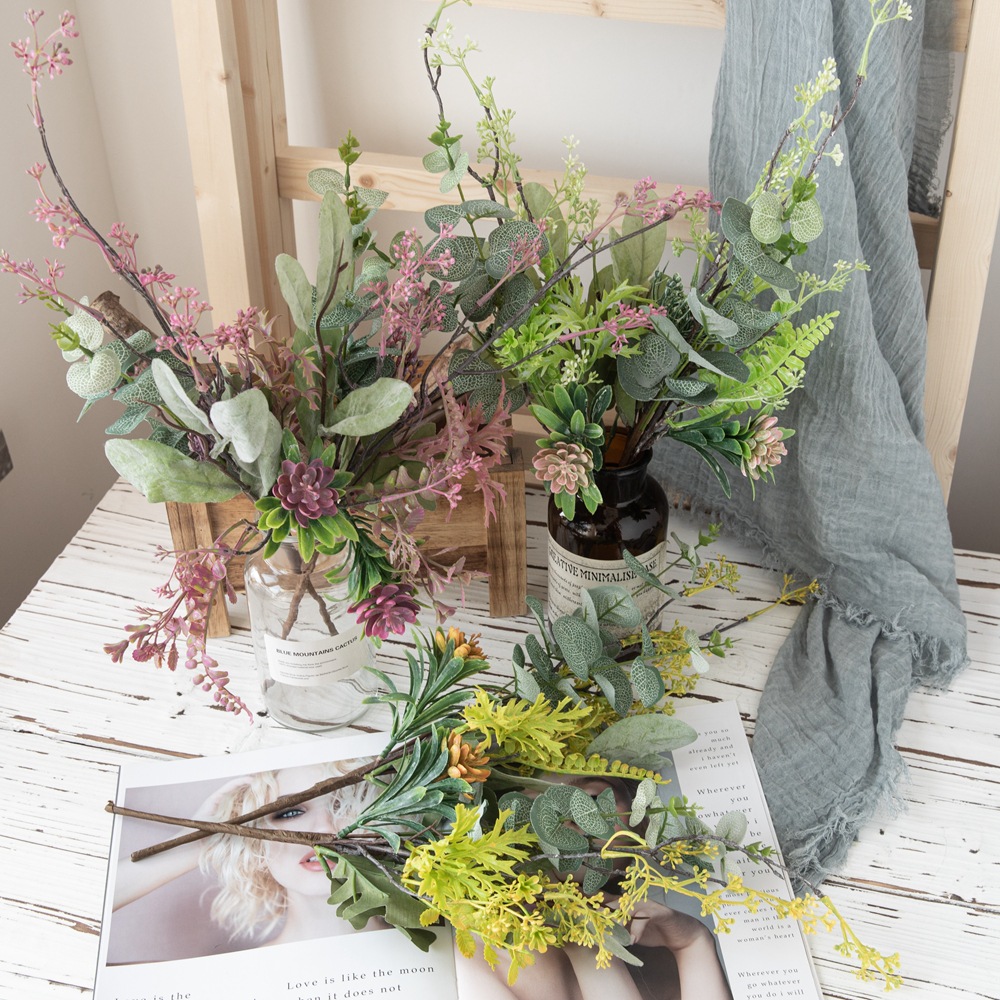 INS風金錢枝仿真花廠家綠植物假花批發婚慶跨境裝飾品DY1-3227