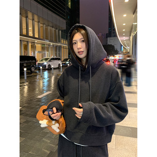 Spring and winter thin thick soufflé suit sweatshirt straight pants women's winter warm two-piece set F11250