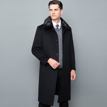 品牌男士羊毛大衣商务休闲中年爸爸水貂毛领外套保暖羽绒男装风衣
