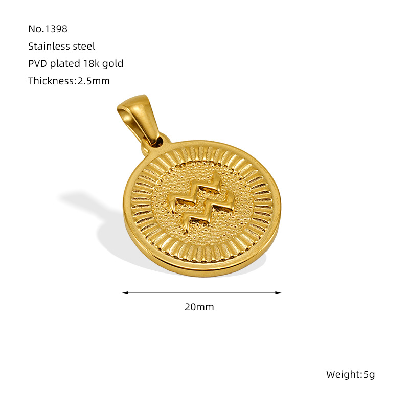 10g Weight 20mm 304 Stainless Steel 18K Gold Plated Constellation Pendant