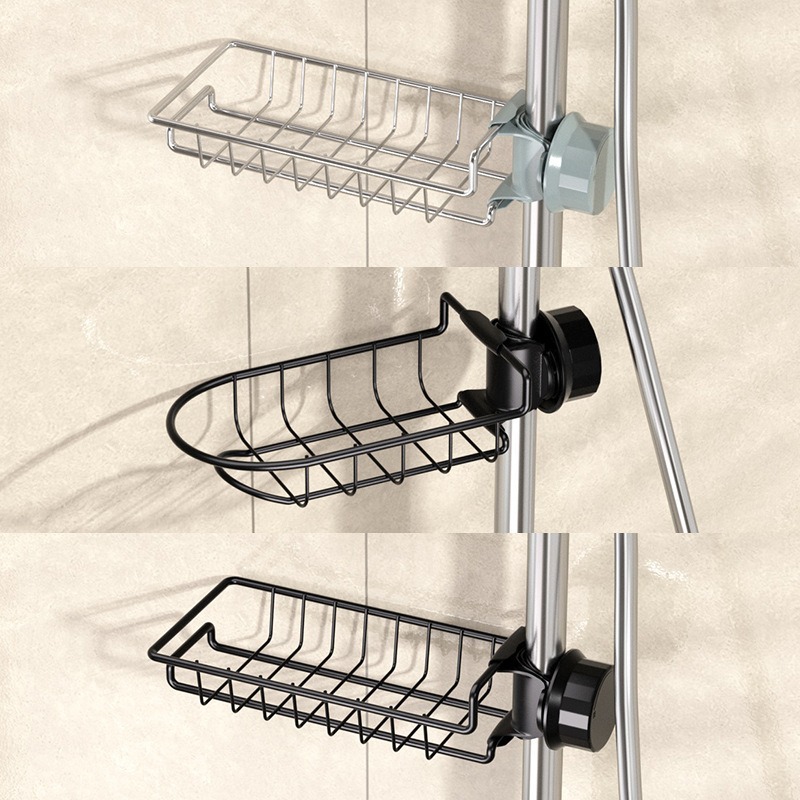 Cocina doméstica grifo esponja de almacenamiento de drenaje de agua marco de baño de acero inoxidable floral estante de artículos de baño