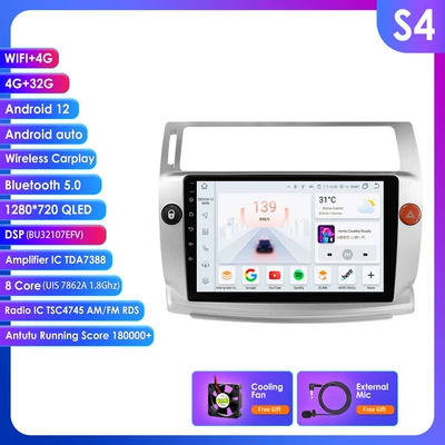 DVD Navigation Android Large-Screen Car Stereo with - 432g-wifi4g-lte-version-7862-carplay-eight-core-9inch-suitable-for-04-09-citroen-c4
