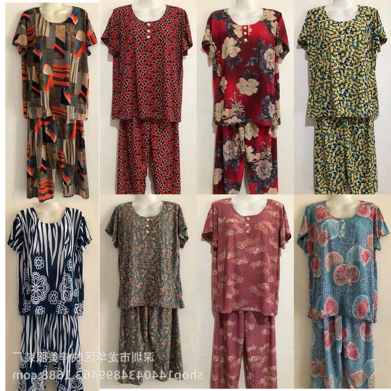 1688 Street Vendor Set of Clothes for Middle-Aged and Elderly Wholesale Summer Korean Style Mom's Clothing with a Turn-Down Collar, Trendy New Products