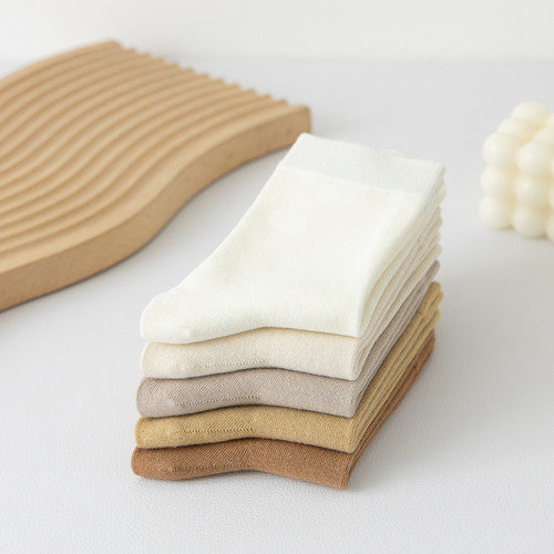 Nine-row antibacterial anti-odor bamboo fiber socks for women, mid-calf, anti-odor, solid color, Korean-style candy women's socks, long waist