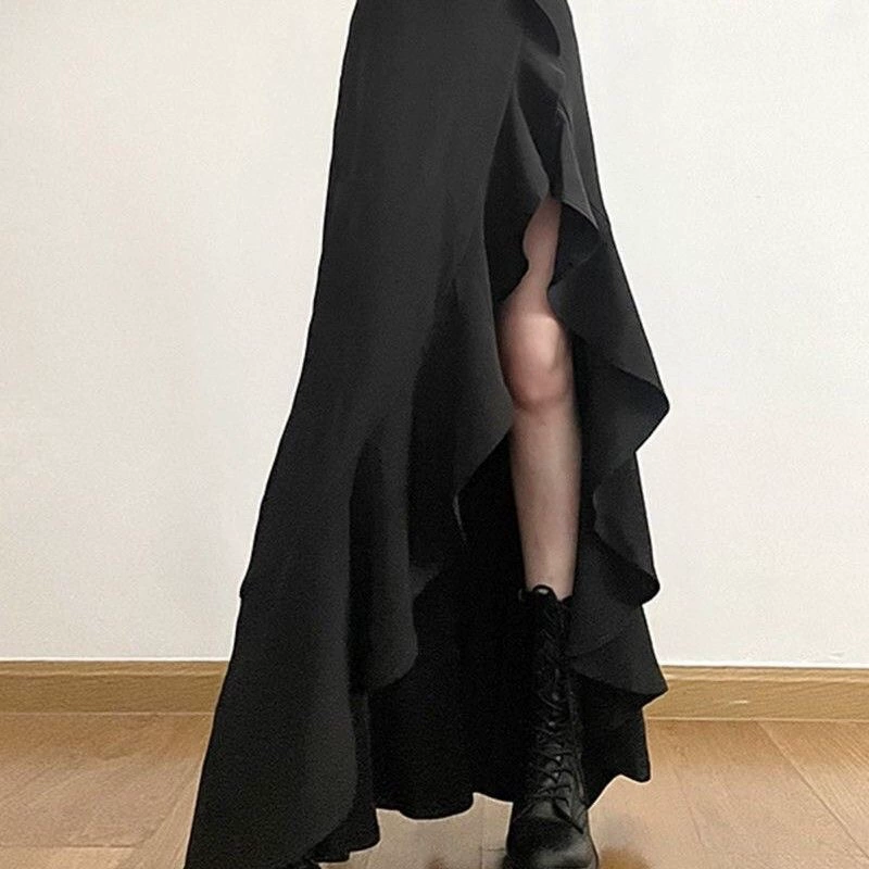 2025 весенняя новая стильная асимметричная юбка с разрезом размера плюс для полных MM с высокой талией, утягивающая рабочая одежда, универсальная длинная юбка трапециевидной формы для женщин