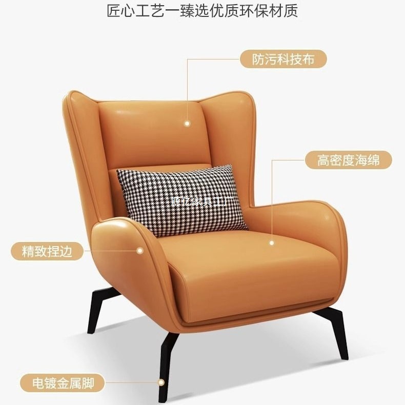 家居客厅单人沙发椅轻奢懒人躺椅舒适休闲老虎椅意式极简沙发椅|undefined