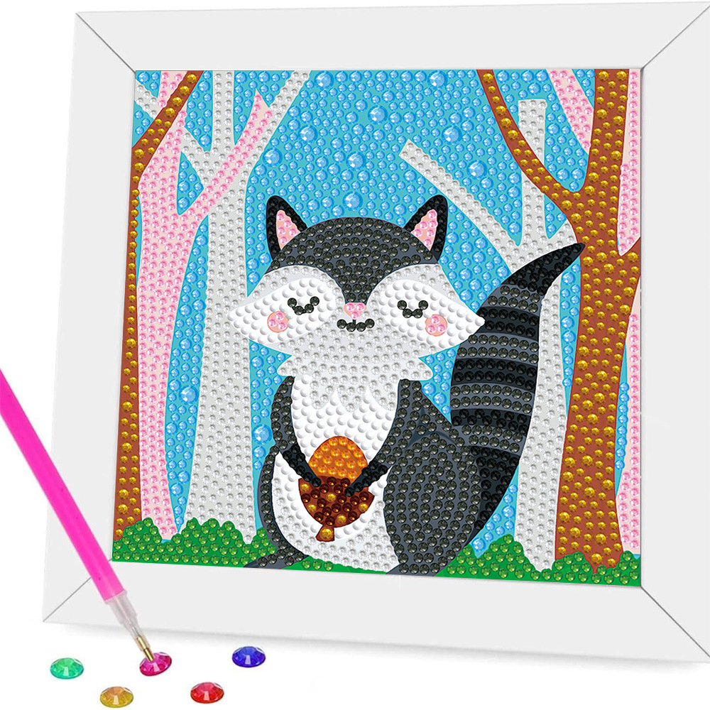 Diamante transfronterizo pintura de diamante brillante tamaño de diamante de forma especial dibujos animados pegatinas de animales 18X18DIY hechas a mano al por mayor fijación