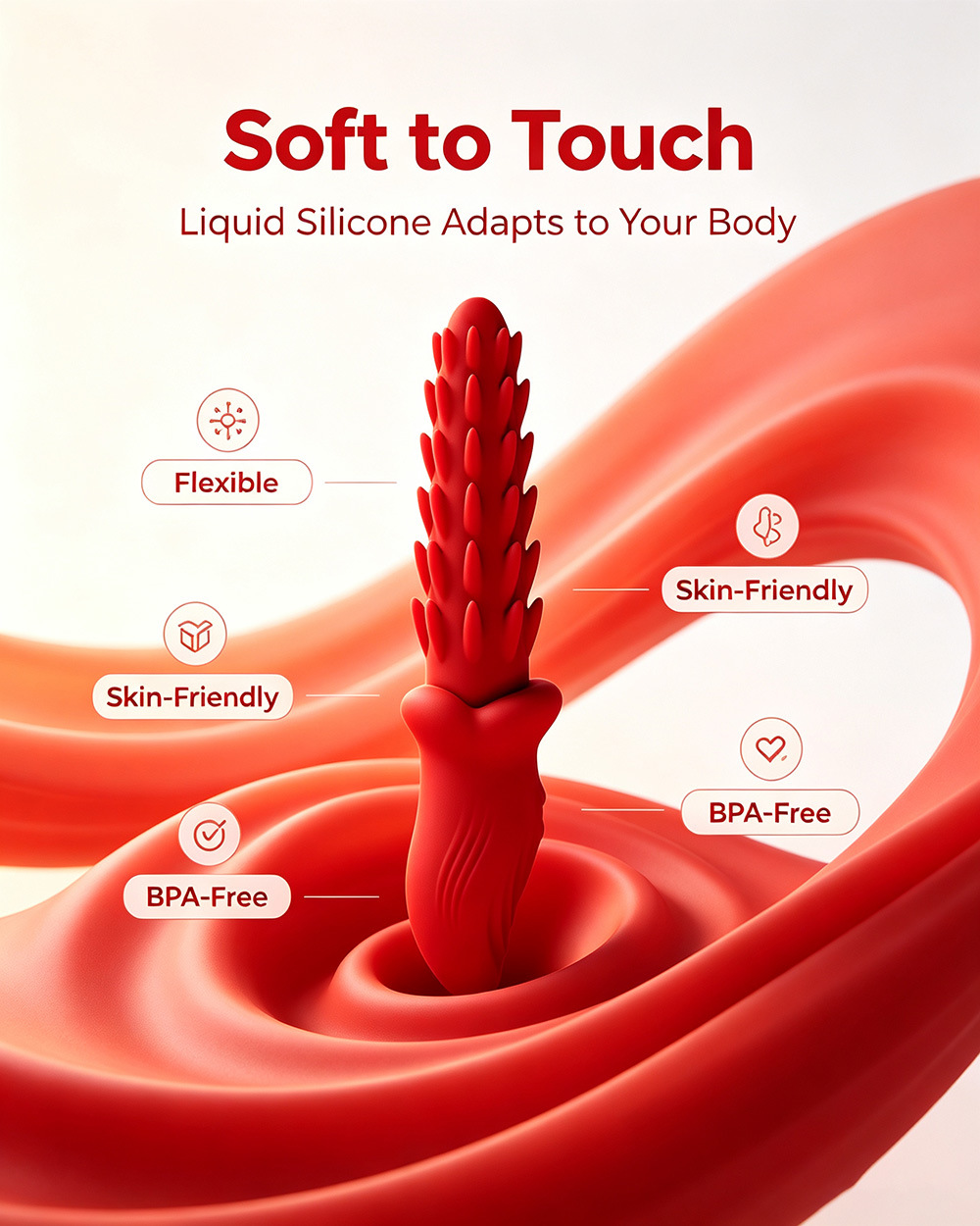Liquid Silicone Vibrator, 7-Frequency Vibration, USB-C Rechargeable Adult Toy — detail image 4
