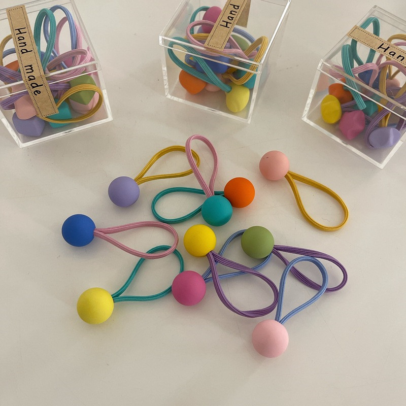 10 adornos lindos de cabello de color caramelo, anillo de cabello de niña, cordón de correa de cabello, adornos de cabello de niños coreanos de alta elasticidad