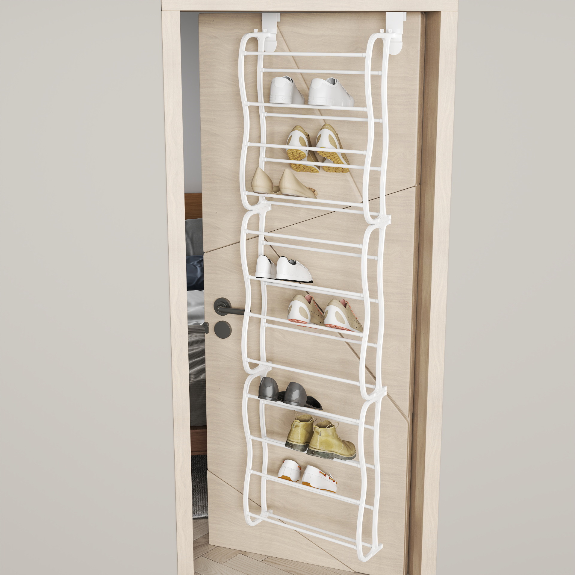 Nail-Free Storage Shoe Rack Behind the Door, Wall-Mounted Multi-Layer Simple Space-Saving Shoe Rack, Economical Shoe Cabinet