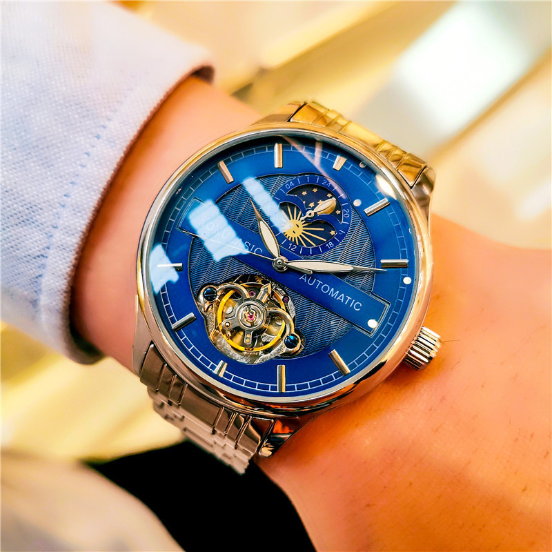 Transmisión en vivo con productos de alta gama para hombres guapo de moda impermeable Tourbillon Reloj mecánico automático para hombres impermeable luminoso 1922