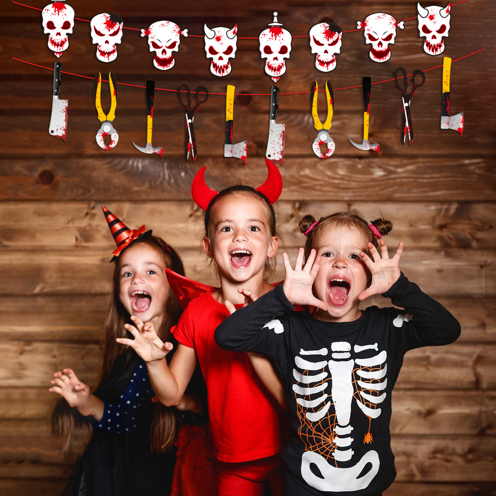 Nuevos banners de calabaza y fantasma de Halloween 2026, guirnaldas y decoraciones para ambiente de bar y KTV image 4