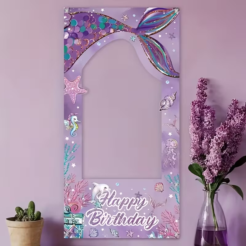 Cross-Border Mermaid Birthday Photo Frame Photography Background Decoration Children's Girl Birthday Party Props Scene Cross-Border Mermaid Birthday Photo Frame Photography Background Decoration Children's Girl Birthday Party Props Scene