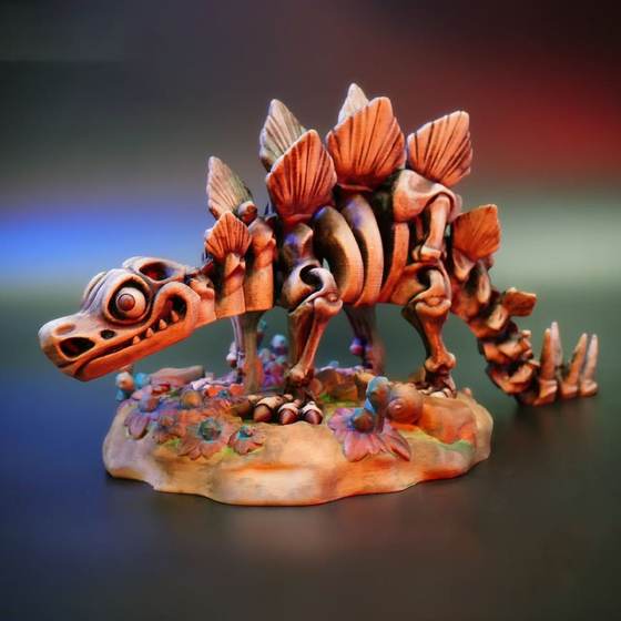 3D Printing Luminous Color Stegosaurus Crystal Dinosaur Creative Hand Toy Full Joint Movable Luminous Ornament Toy