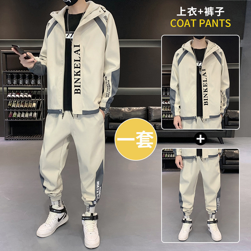 D03 - 3 hombre primavera y otoño estilo de moda coreano nuevo juego de chaqueta deportiva casual