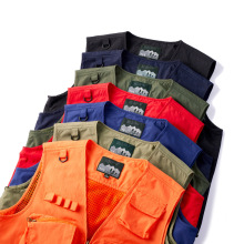 马甲户外休闲速干马夹男士多口袋工装摄影坎肩定制印刷工厂绣花