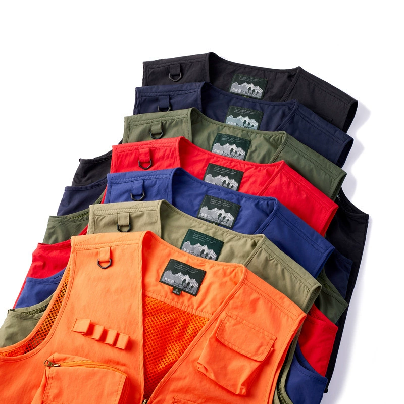 Жилет для отдыха на открытом воздухе Быстросохнущий жилет мужской инструмент с несколькими карманами, жилет для фотографий, Заводская вышивка