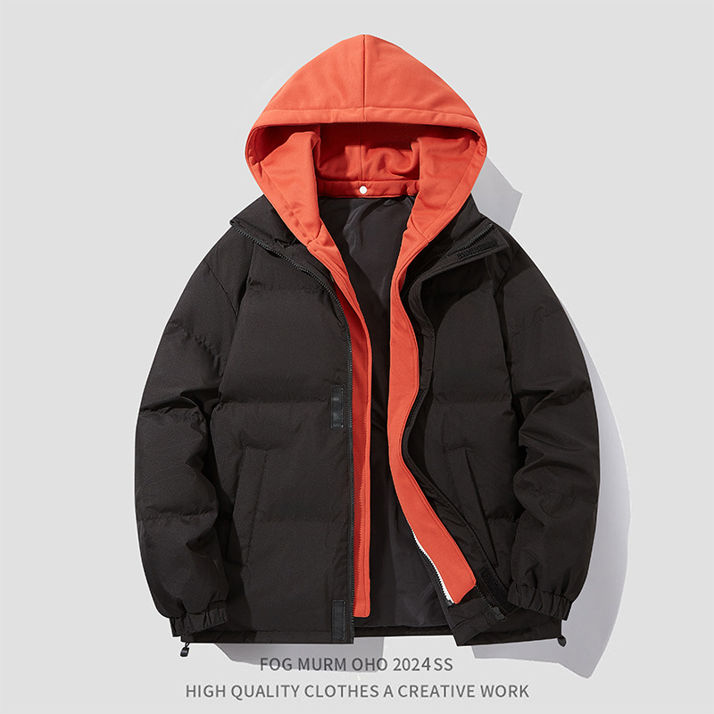 Hooded down Jacket Men's Fake Two-Piece Winter Outwear Men's 2025 New Warm Top Men's 90 Velvet Light Short Style