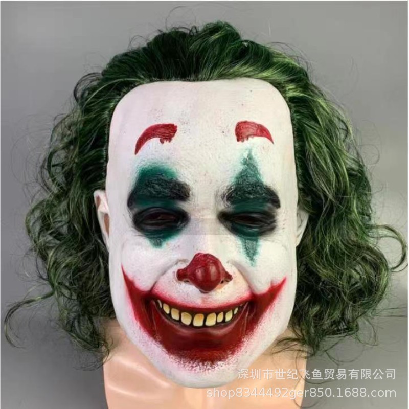Joker máscara de payaso Batman parodia horror blanco y negro sombrero de payaso de Halloween divertido de vestir