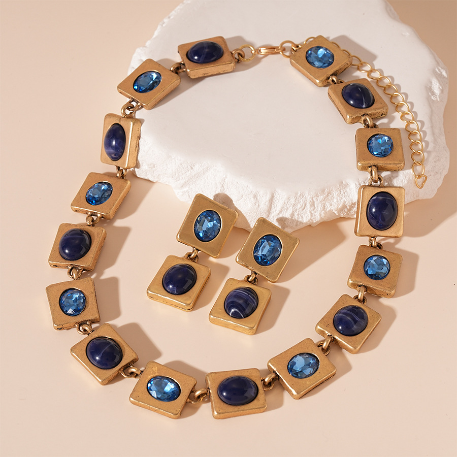 Vintage Quadrat Halskette Mit Strass Für Damen Geometrisch_voghion.com