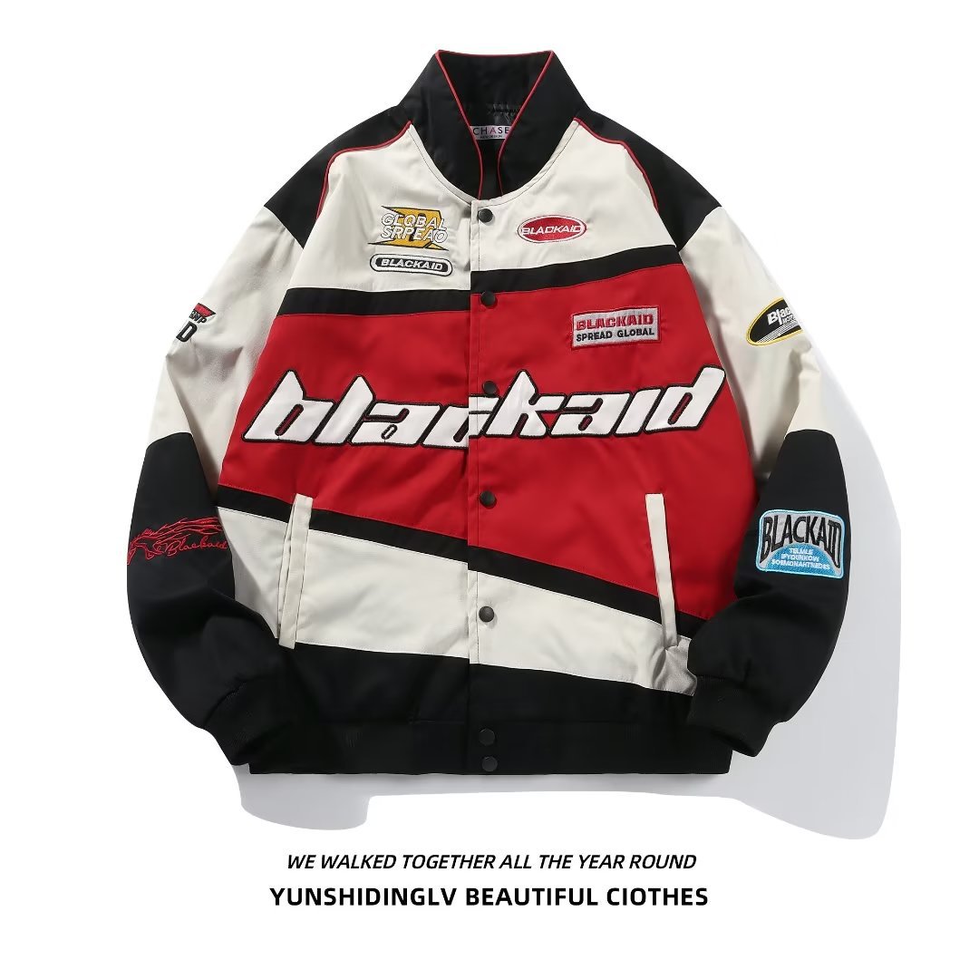 Estilo americano retro calle moda hip hop motocicleta chaqueta hombres ins diseño sentido nicho vintage chaqueta de carreras