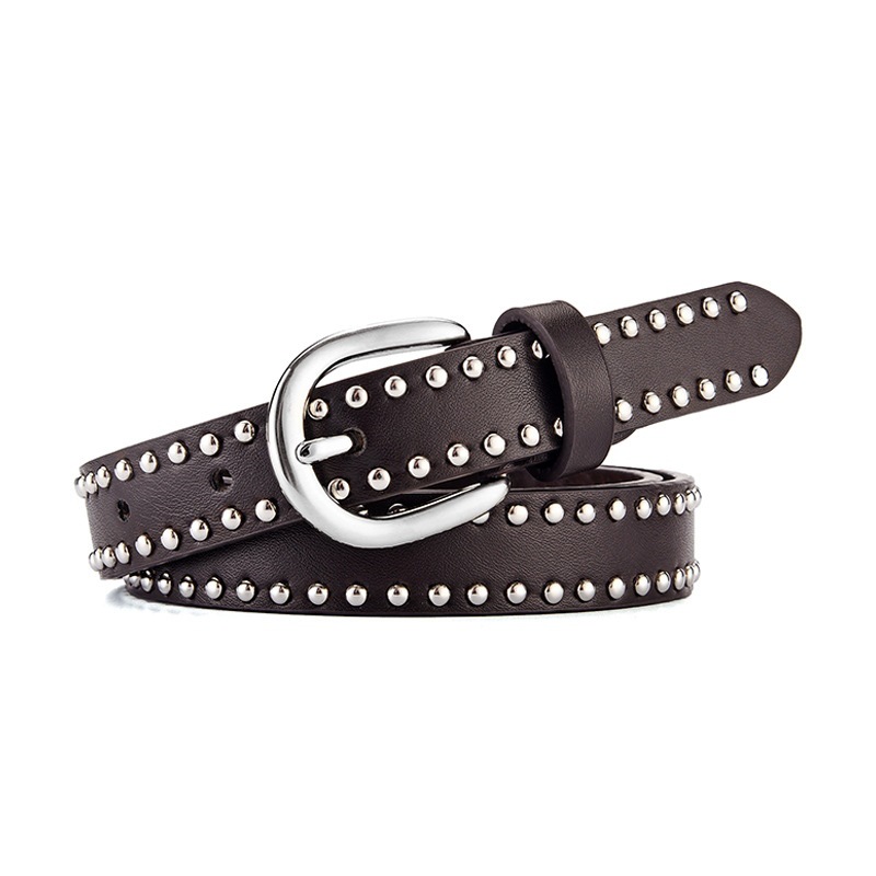 Dam bälte med nitar i punk stil med metallspänne_voghion.com