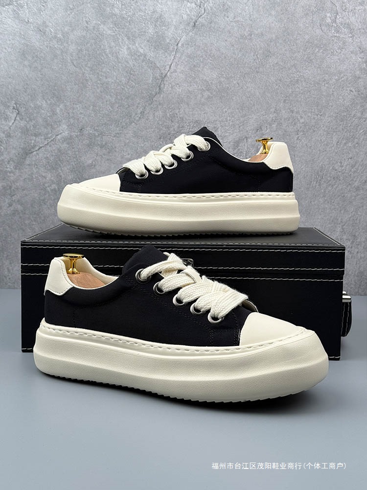 Men's Shoes 2025 Autumn New Fashion Versatile Breathable Canvas Shoes Thick-Soled Height-Increasing Sneakers Trendy Sports Casual Shoes