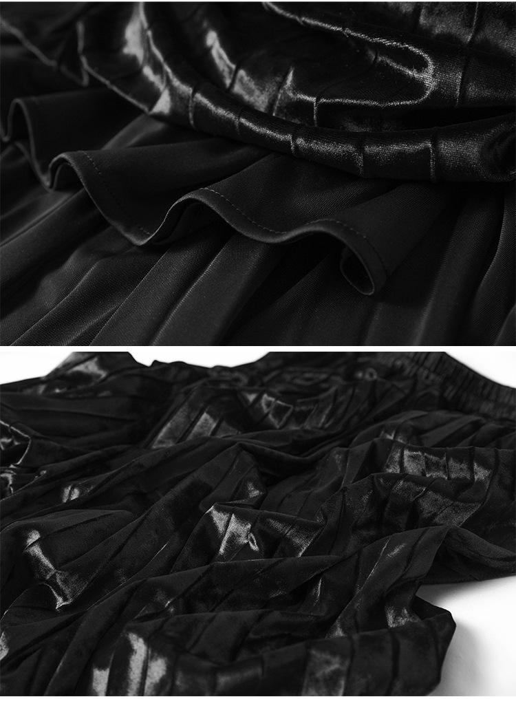 Abbigliamento donna gonna in velluto a rombi a cinque colori gonna a pieghe a fisarmonica lucida per donna lunghezza media autunno e inverno 2024_voghion.com