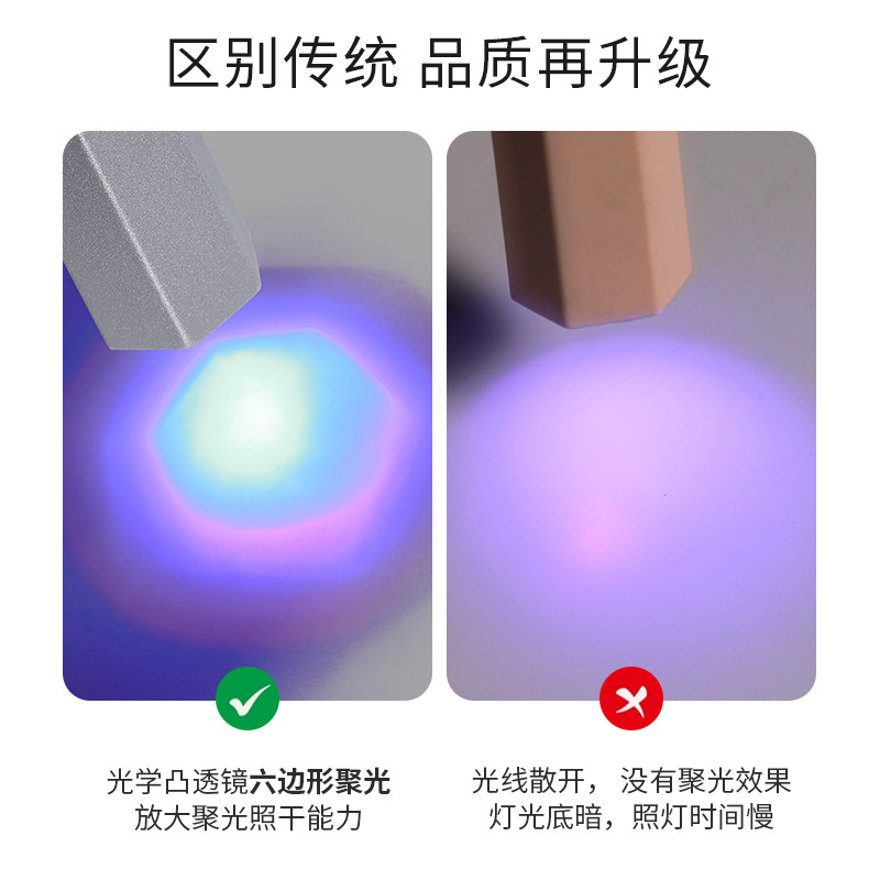 Manicura de tercera generación de luz mejorada de una palabra con pantalla de almacenamiento de energía portátil Luz de fototerapia de conmutación de dos engranajes luz de mano