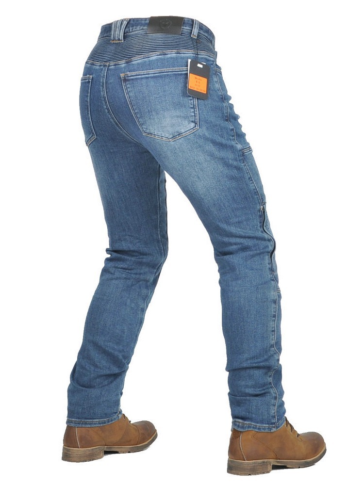 VOLERO jeans de motocicleta para hombres y mujeres herramientas de ocio elásticas locomotora retro motocicleta de carretera pantalones anti-caída