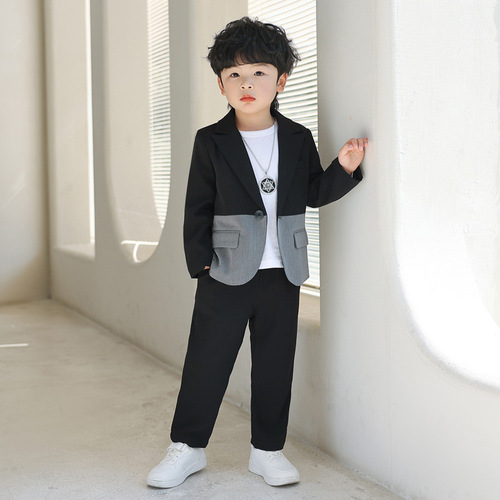 Boys' Leisure Suit Set Children's Autumn/Winter Outfit New Coat Pants Elementary School Students' Back-to-School Clothing Children's Wholesale