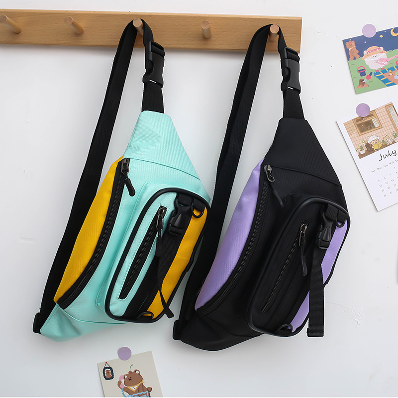 Riñonera de lona de nuevo color transfronterizo, bolso pequeño de gama alta de nicho para mujer, bolso de pecho versátil, tendencia para estudiantes de deportes al aire libre