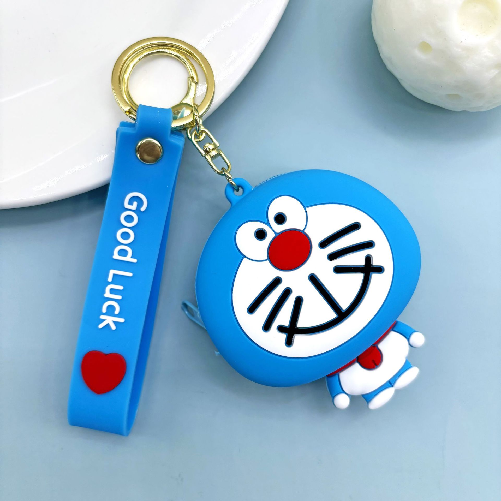 Super lindo Sanliou pareja de almacenamiento bolso de cambio llavero lindo monedero de fresa oso colgante bolso de llaves de chicas