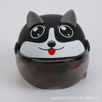 Motorcycle Safety Supplies Helmet Gray Male and Female Children - cross-border-monopoly-sub-black-with-tea-mirror