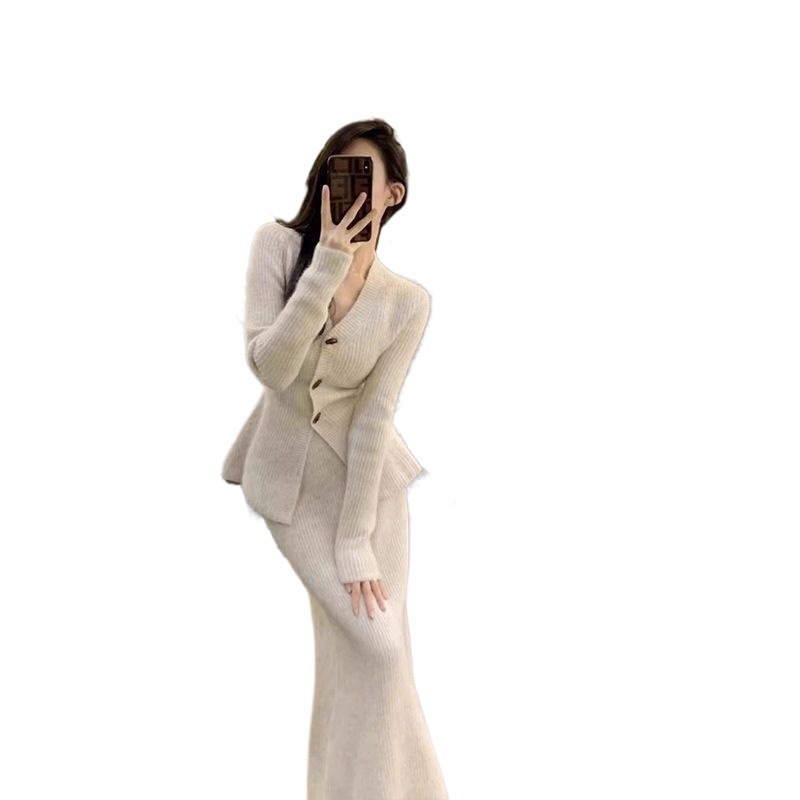小香风新品套装秋冬女气质毛织半身裙两件套冬装搭配一整套|undefined