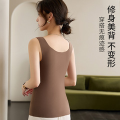 Silk inner fixed cup round neck warm vest without wearing bra breathable comfortable inner lifting warm vest