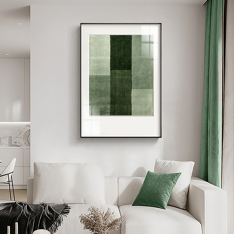 Minimalist Abstract Decorative Painting Entrance Living Room Background Wall Hanging Painting High-End Geometric Line Mural Green Italian Style