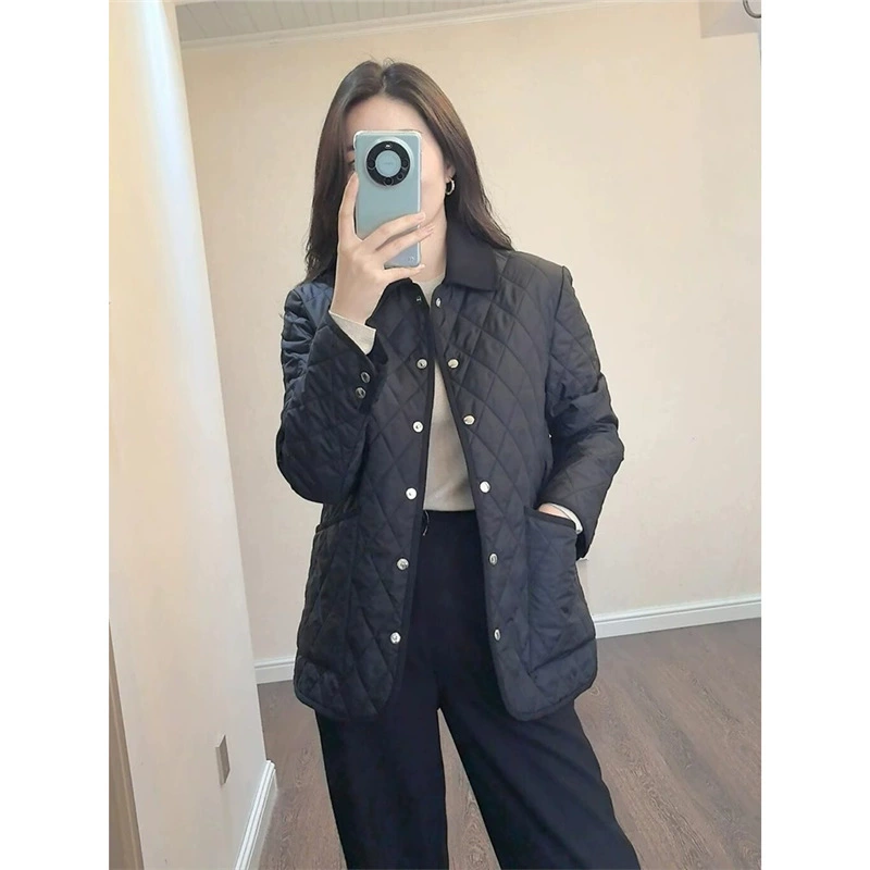 2965 новый европейский черный бриллиант с хлопчатобумажной курткой женский осенний и зимний толстый теплый топ женский