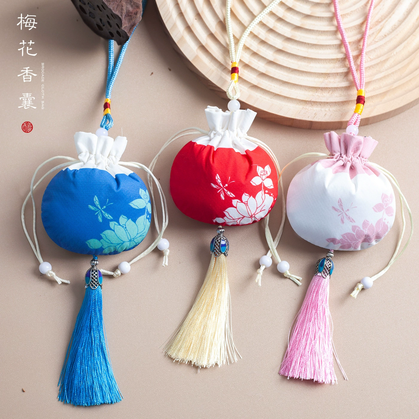 Персиковый жир древний стиль печать лотоса китайский стиль саше сумка саше автомобиль подвеска придворный корень кисточки саше