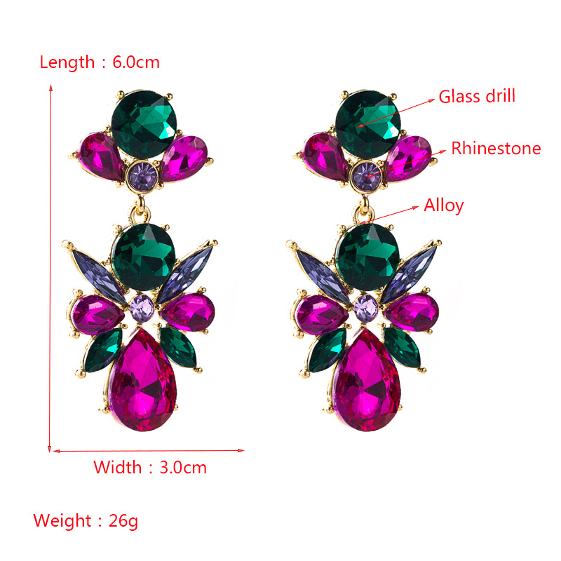 الأزياء هندسية سبائك الزجاج الملون الماس الأقراط الجملة Nihaojewelry display picture 1