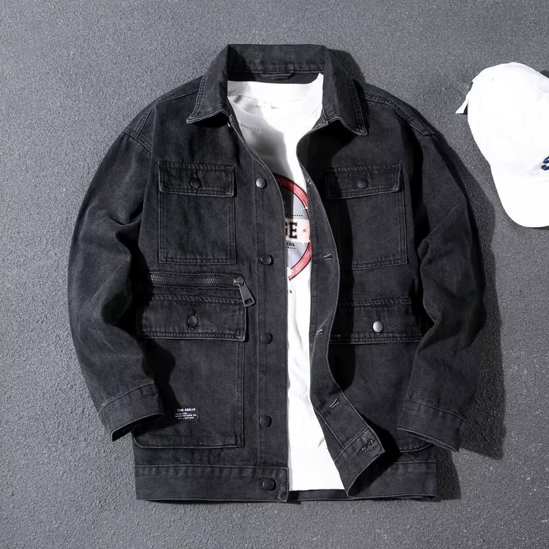 Denim autumn spring trend jacket, oversize, Korean style