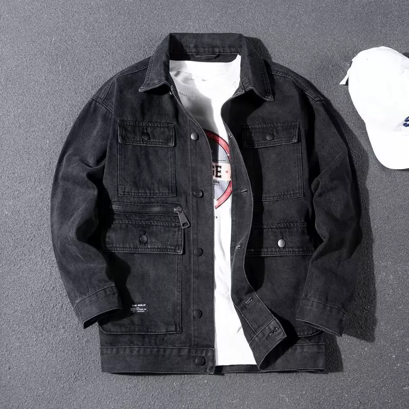 Denim autumn spring trend jacket, oversize, Korean style